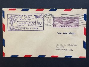 1931 CAM 19 Charleston, SC First Flight Cover FFC