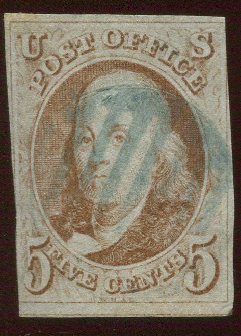 U.S. #1 Used with Blue Cancel 