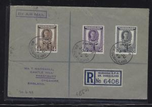 SOMALILAND COVER (PP0312B)   KGVI GOAT  4A+6A+8A REG HARGEISA TO ENGLAND