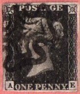 GBR SC #1 U (A,E) 1840 Queen Victoria 4 margins w/black MC, CV $350.00