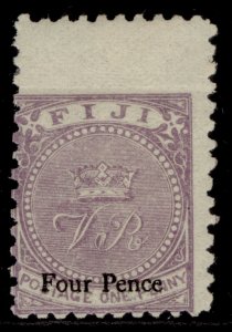 FIJI QV SG41, 4d on 1d mauve, M MINT. Cat £75. PERF 10 MARGINAL 