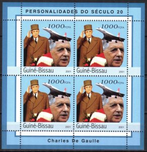 Guinea Bissau 2001 President C. De Gaulle Aviation Concorde sheet MNH