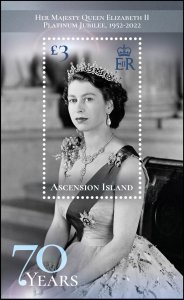 ASCENSION ISLAND 2022 QUEEN ELIZABETH II PLATINUM JUBILEE ROYALTY 70 YEARS