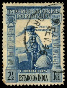 PORTUGUESE INDIA Sc 447 USED  - 1938 2½t - Prince Henry the Navigator