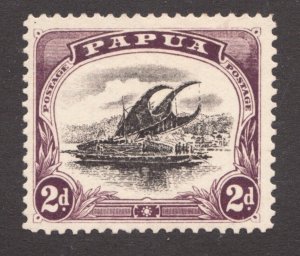 1909 Papua Sc# 36b (pf. 11) - 2d, Lakatoi Sailing Boat - MH Cv$27.50