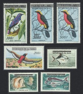 Mali Birds Fish Ovpted 'REPUBLIQUE DU MALI' 7v COMPLETE 1960 MNH SG#14-20