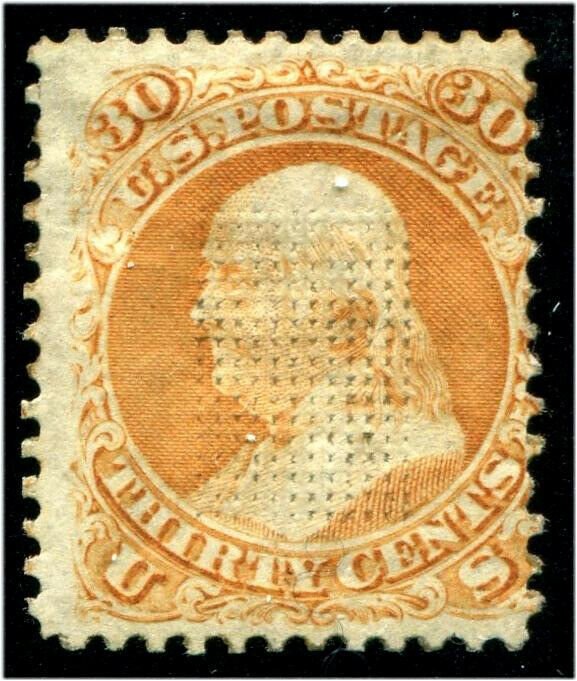 HERRICKSTAMP UNITED STATES Sc.# 100 Scarce, Regum Soaked into Grill, Fine NG