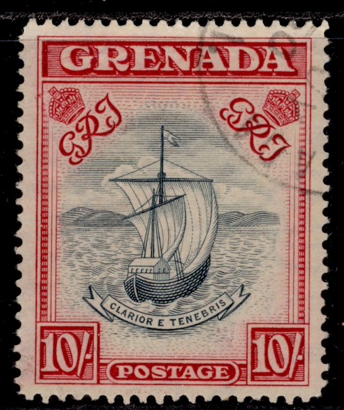 GRENADA GVI SG163e, 10s blue-black & carmine, FINE USED. Cat £20.