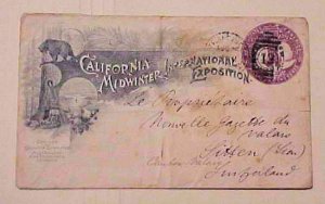 US COVER   ENTIRE 2cents 1893 AUG 26 SAN FRANCISCO B/S SWISS NO EXTRA STAMP