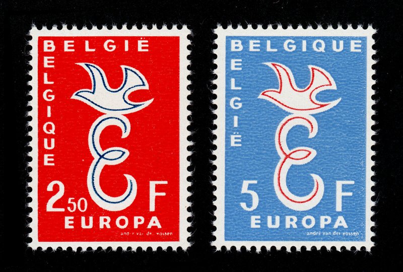 BELGIUM 1958 EUROPA E AND DOVE MNH-OG (SCOTT #527-528)