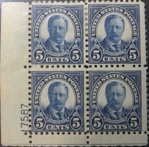 US #586 MHR Plate Block CV$275.00