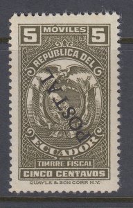 Ecuador 1937 5c Olive Green POSTAL Overprint Inverted VLM Mint. Scott 359 var