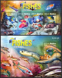 Maldive Islands 2015 Marine Life Fishes (1) Sheet + S/S MNH