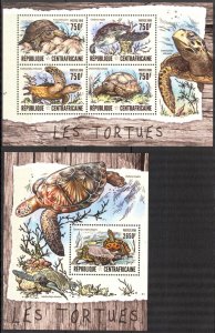 Central African Republic 2016 Turtles Sheet + S/S MNH