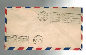 1930 Panama First Flight Cover FFC Colon to Cienfuegos Cu  Ba