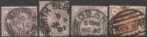 GB 1881  Sc 89(3), 111  1d (3), 1/2d Used, VF,  Scotland postmarks