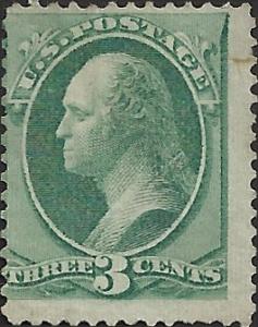 # 158 NOT OLIVE GREEN RIBBED ON FRONT PAPER USED GEORGE WASHINGTON Cat $10.00