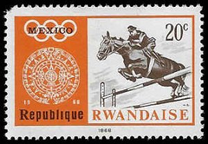 Rwanda #266 Unused LH; 20c Equestrian - Mexico Summer Olympics (1968)