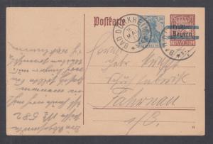 Germany Mi P133I used 1921 15pf postal card of Bavaria with new German indicium