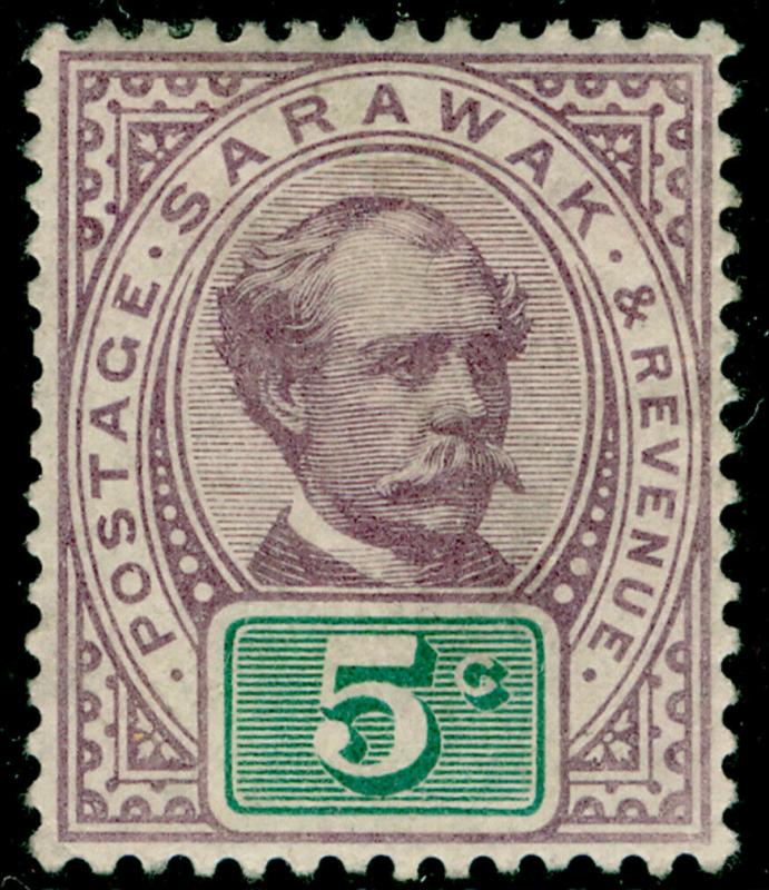 SARAWAK SG12, 5c purple & grn, M MINT. Cat £40. 