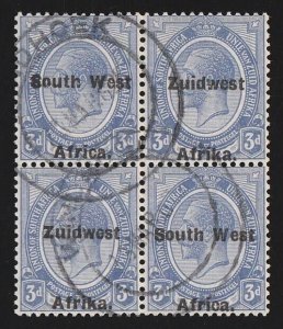 SOUTH WEST AFRICA 1923 setting VI KGV 3d block, error shift downwards.