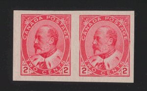 Canada Sc #90A (1903-8) 2c carmine King Edward VII Imperforate Pair Mint VF NH