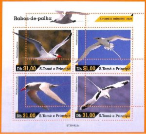 A6589 - SAO TOME & PRINCIPE, Error, 2020, MISSPERF MINIATURE S: White Tail Birds