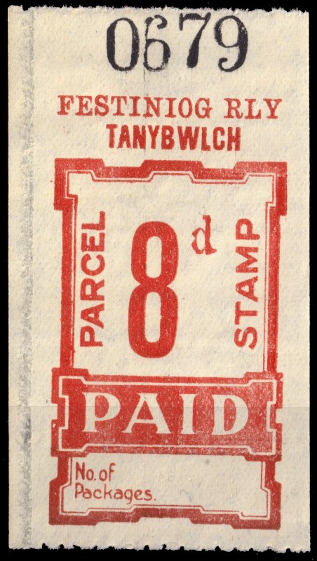 GB / Wales - FESTINIOG RAILWAY Parcel Stamp 8d (Tanybwlch) - Mint