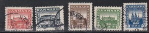 Denmark # 156-158, 159-160, Castles, Used, 1/2 Cat.,