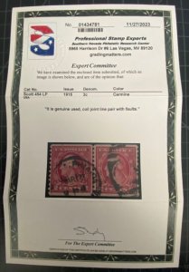 US Stamps - SC# 454 - Used  - Coil Line Pair - With PSE Cert. - SCV -  $600.00