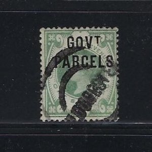 GREAT BRITAIN SCOTT #O36 1887-92 GOVERNMENT PARCEL 1SH (GREEN) - USED