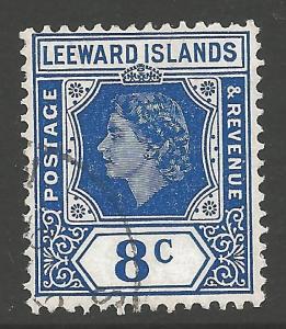 LEEWARD ISLANDS SG133 1954 8c ULTRAMARINE FINE USED