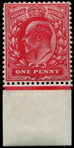 GB 1902 1d sg219var intense blood red (intense carmine) fresh m/mint bottom ma