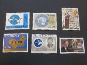 Colombia 1963 Sc C455,C568,C588,C596,840,939 sets(6) MNH