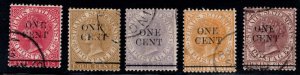 Straits Settlements Scott 77-81  used Victoria surcharged  set