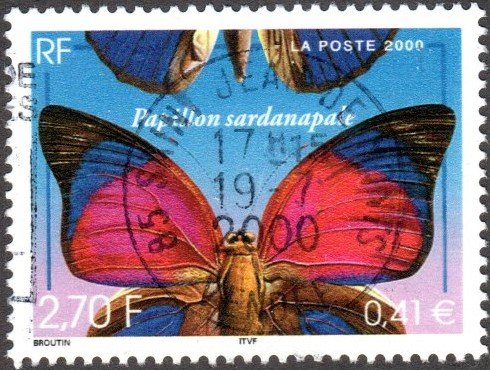 France 2776 - Used - 2.70fr / 41c Agrias Butterfly (2000) (cv $0.55)