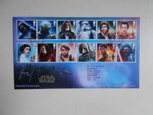 2015 Star Wars set of 12 on First Day Cover with Tallents House, Edinburgh SHS