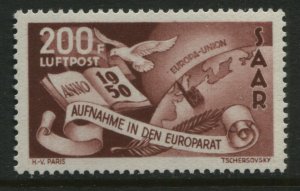 Germany Saar 1950 Airmail 200 francs unmounted mint NH