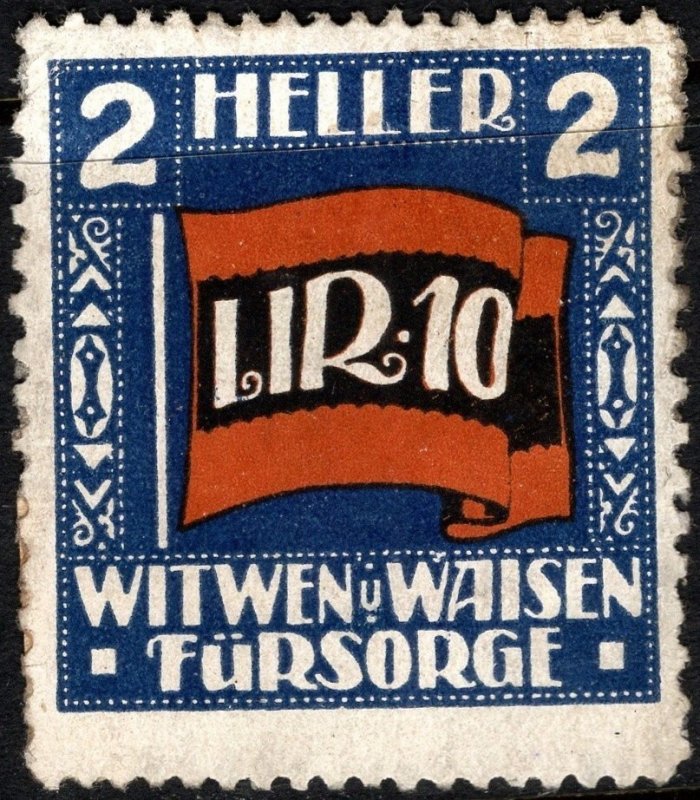 Vintage Austria Poster Stamp  2 Heller Infantry Regiment 10 Widows And Orphans