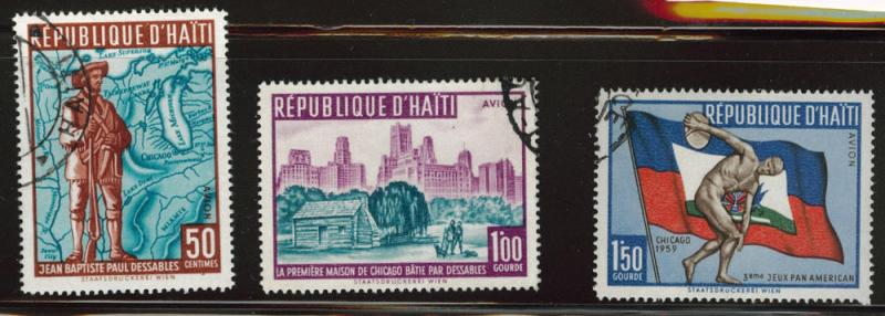 Haiti  Scott C145-147 Used CTO set similar cancels