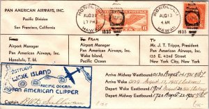 1935 Hawaii USA Airmail Pan American Clipper First Flight Cover FFC to New York