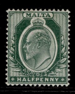 MALTA EDVII SG38, ½d green, M MINT. Cat £11.