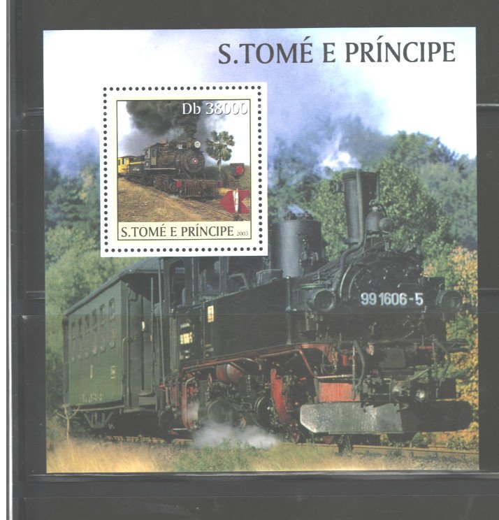 S TOME E PRINCIPE 2003 TRAINS M.S.. #1568  MNH