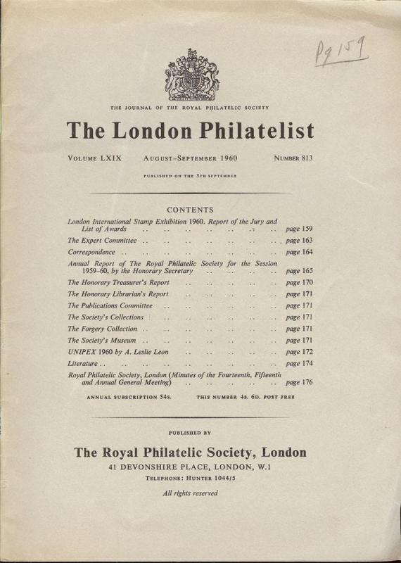 The London Philatelist: Vol. LXIX, Number 813,