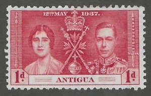 Antigua, stamp, Scott#81,  mint, hinged, King, queen, 1d,