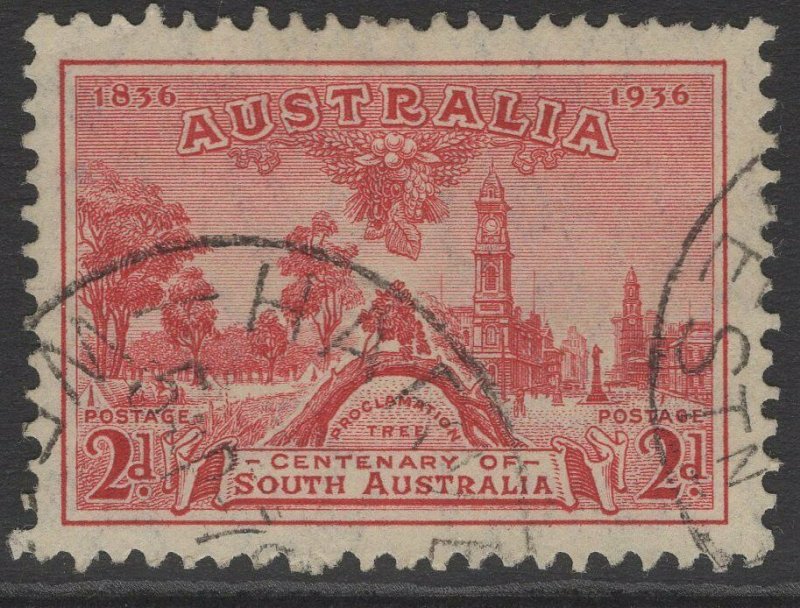 AUSTRALIA SG161 1936 CENTENARY OF SOUTH AUSTRALIA 2d CARMINE FINE USED