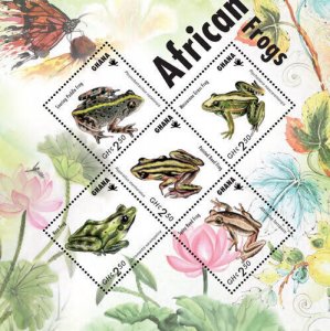 Ghana 2014 - African Frogs - sheet of 5 stamps - Scott #2821 - MNH