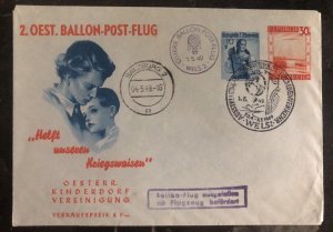 1949 Wels Austria Ballon Flight Cover to Salzburg Kinderdorf