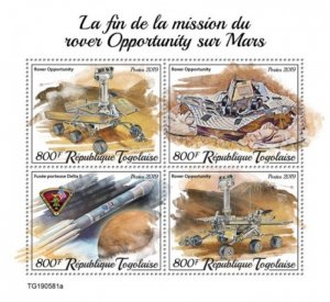 Togo - 2019 Opportunity Rover Mission Mars - 4 Stamp Sheet - TG190581a