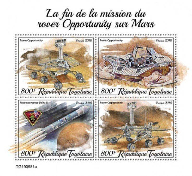 Togo - 2019 Opportunity Rover Mission Mars - 4 Stamp Sheet - TG190581a